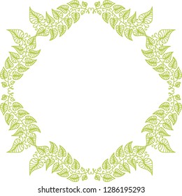 Beautiful green frame of branches. Vector illustration
