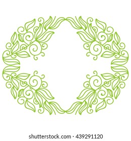 Beautiful green frame of leaves. Vector illustration.