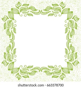 Beautiful green frame. Vector illustration.