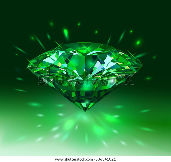 明るい緑の背景に美しい緑の宝石エメラルド ベクターイラスト のベクター画像素材 ロイヤリティフリー