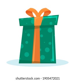 Beautiful green gift box on white background