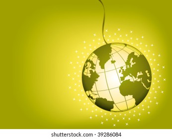 Beautiful green globe ball background. Vector illustration.