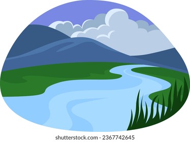 Beautiful green landsacpe, illustration, vector on a white background.