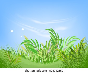 Beautiful green leaf scene vector nature landscape background