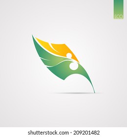 Beautiful green leaf. Vector illustration
