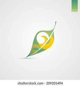 Beautiful green leaf. Vector illustration