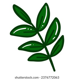 Beautiful green leaf. Vector illustration art.