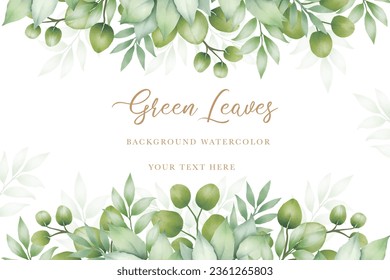 Beautiful green leaves background watercolo