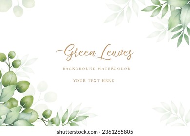 Beautiful green leaves background watercolo