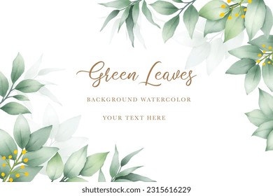 Beautiful green leaves background watercolor 