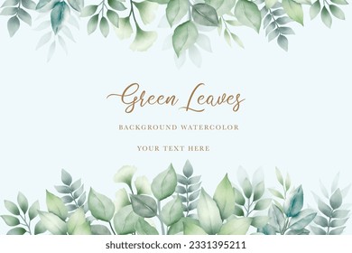 Beautiful green leaves background watercolor