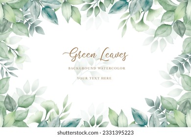 Beautiful green leaves background watercolor