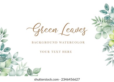 Beautiful green leaves background watercolor 