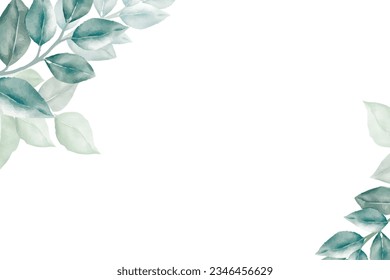 Beautiful green leaves background watercolor 