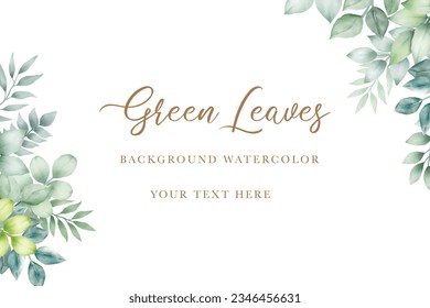 Beautiful green leaves background watercolor 