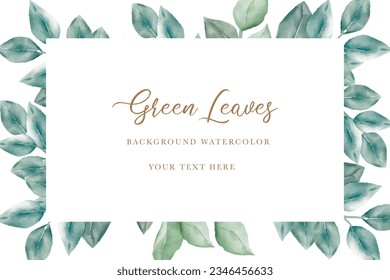 Beautiful green leaves background watercolor 