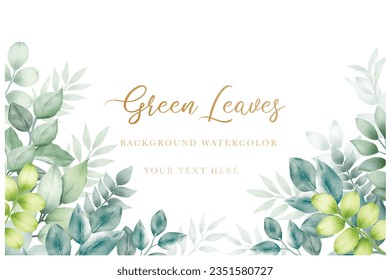 Beautiful green leaves background watercolor