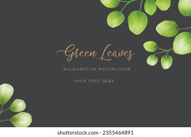 Beautiful green leaves background watercolor  
