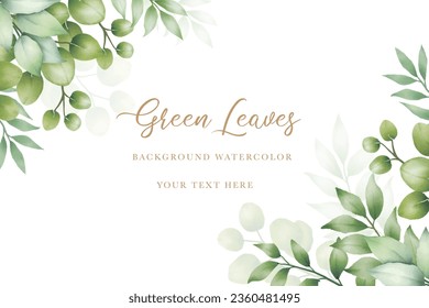 beautiful green leaves background watercolor 