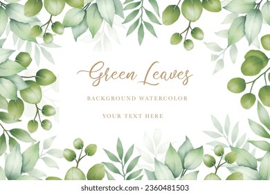 beautiful green leaves background watercolor 