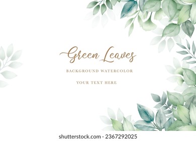 Beautiful green leaves background watercolor

