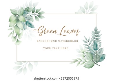 Beautiful green leaves background watercolor  