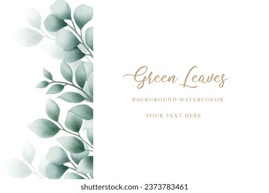 Beautiful green leaves background watercolor 