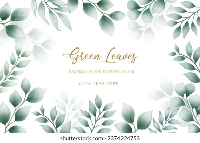 Beautiful green leaves background watercolor 
