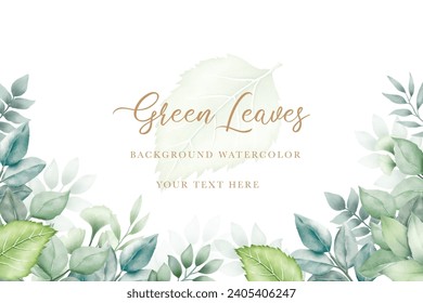 beautiful green leaves background watercolor
