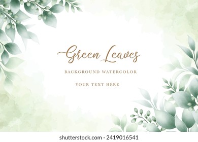 beautiful green leaves background watercolor
