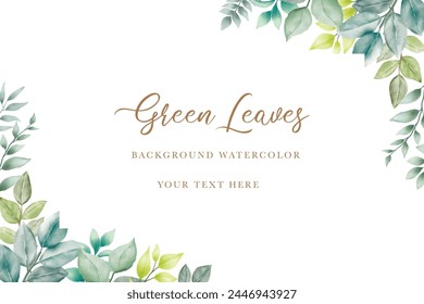 beautiful green leaves background watercolor