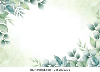  beautiful green leaves background watercolor