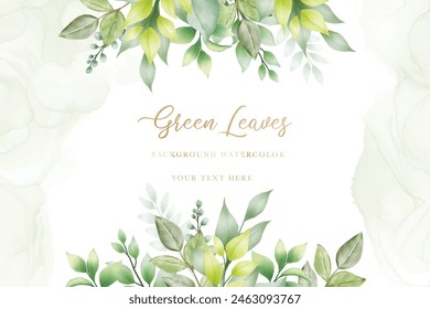 beautiful green leaves background watercolor