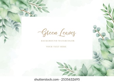 beautiful green leaves background watercolor
