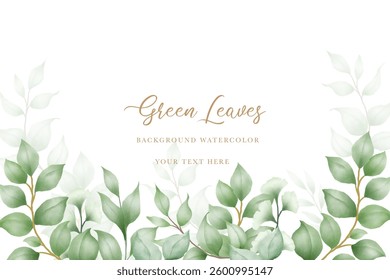 Beautiful green leaves background watercolor