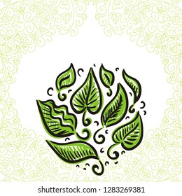 Beautiful green leaves. Vector illustration