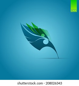Beautiful green leaves. Vector illustration