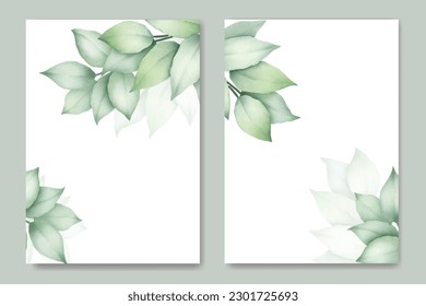 Beautiful Green Leaves Wadding Card Design