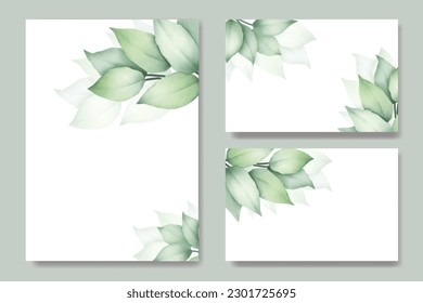Hermoso diseño de tarjetas de guata de hojas verdes