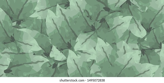 Beautiful green leaves watercolor background