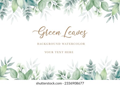 beautiful green leaves watercolor  background
