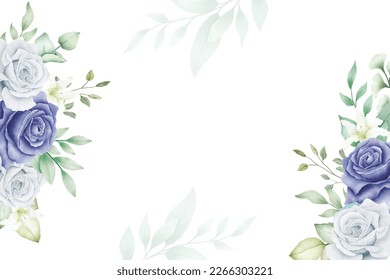 beautiful green leaves watercolor wedding invitation card template
