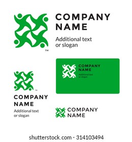 Beautiful Green Logo with United People Going Together