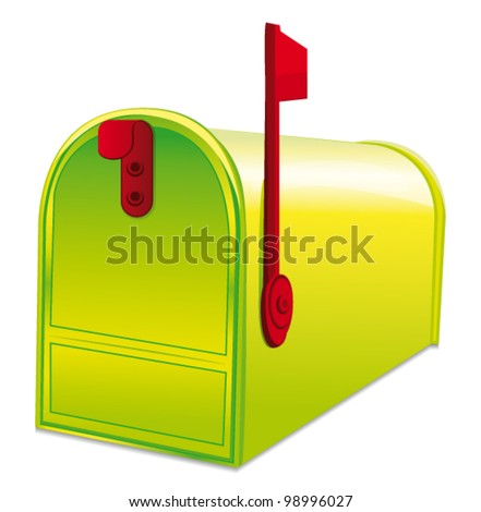 Beautiful green metallic closed mailbox. Vector icon.
