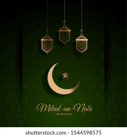 beautiful green milad un nabi festival card design