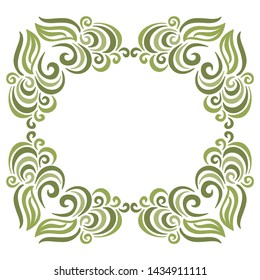 Beautiful green nature frame of leaves. Vector illustration