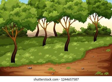 Beautiful green nature landscape illustration