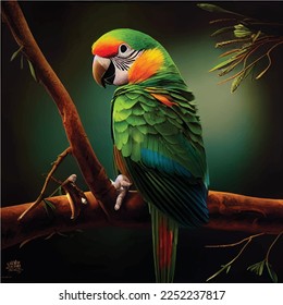 Beautiful Green Parrot Illustration That will Amaze you