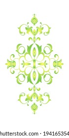 Beautiful green pattern on white background. Card template design. Vector illustration.