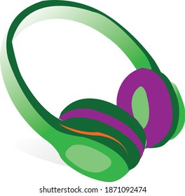 Beautiful green and pink color Attractive headphone vector icon illustration on  white background